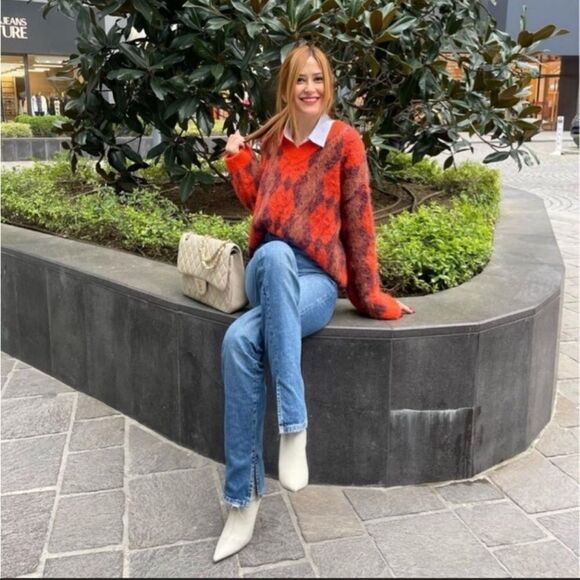 Zara blogger favorite multicolor alpaca blend knit sweater - Picture 4 of 9